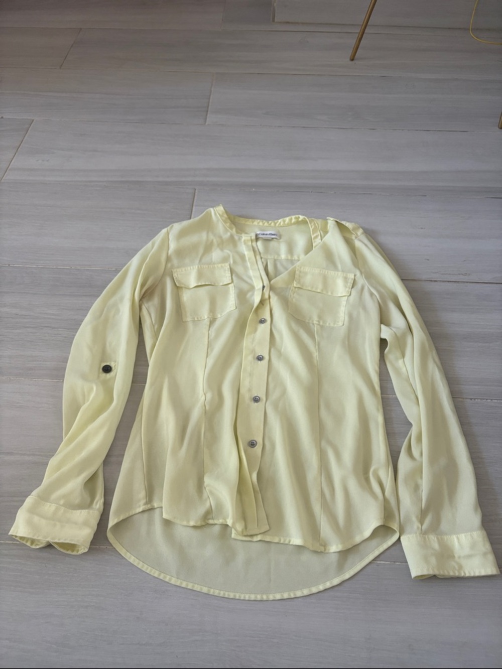 Calvin Klein Pale Yellow Button-Front Blouse